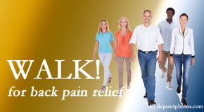 Johnson Chiropractic urges Richmond back pain sufferers to walk to lessen back pain and related pain.