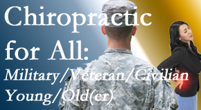 Johnson Chiropractic provides back pain relief to civilian and military/veteran sufferers and young and old sufferers alike!