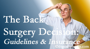 Johnson Chiropractic notes that back pain sufferers may choose their back pain treatment option based on insurance coverage. If insurance pays for back surgery, will you choose that?