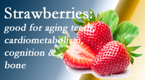 Johnson Chiropractic shares recent studies about the benefits of strawberries for aging teeth, bone, cognition and cardiometabolism.