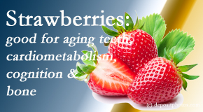 Johnson Chiropractic presents recent studies about the benefits of strawberries for aging teeth, bone, cognition and cardiometabolism.