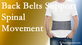 Johnson Chiropractic offers backing for the benefit of back belts for back pain sufferers as they resume activities of daily living.