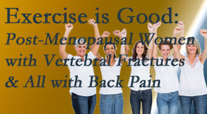 Johnson Chiropractic encourages simple yet enjoyable exercises for post-menopausal women with vertebral fractures and back pain sufferers.