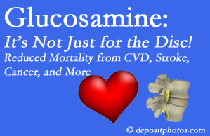 Richmond health benefits from glucosamine utilization include reduced overall early mortality and mortality from cardiovascular issues.